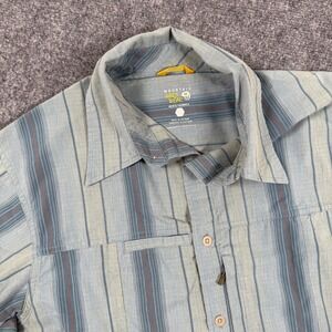 Mountain Hardwear Shirt‎ Large Blue Striped S/S Hiking Outdoor 110 OM3436 Men's